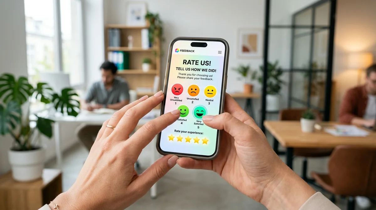 Kundenfeedback per mobiler Umfrage auf dem Smartphone
