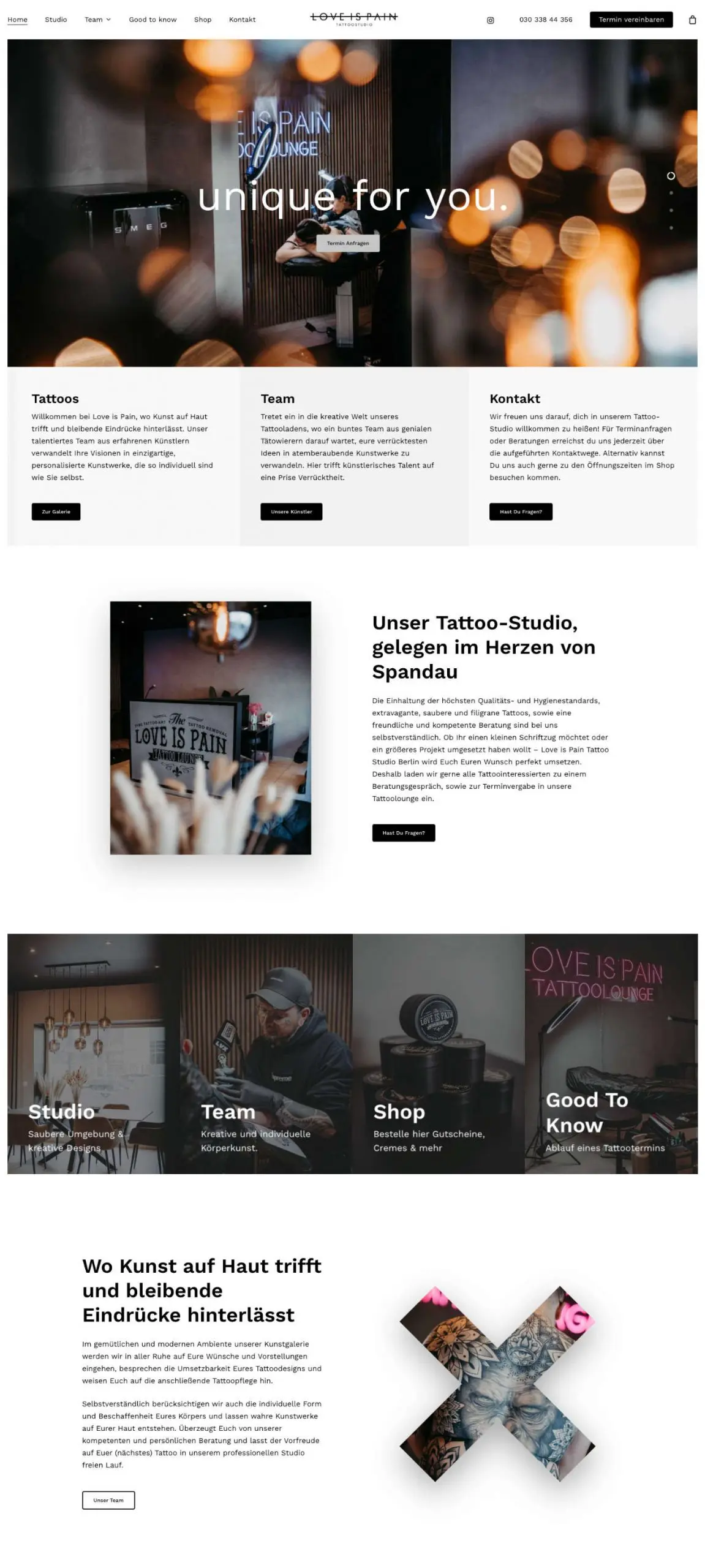 Love is Pain Tattoo Webdesign