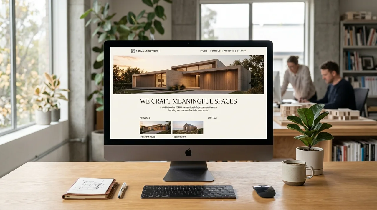 One-Pager Website modernes Desktop-Layout
