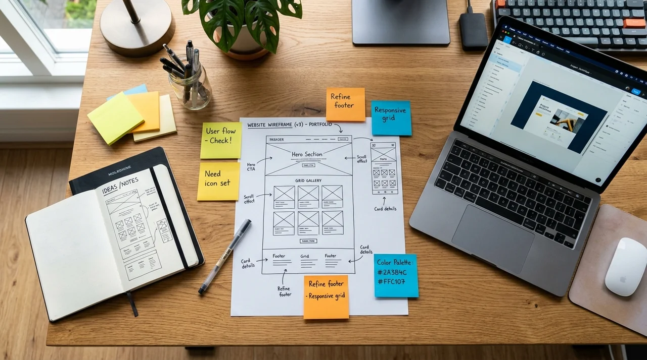 UX Wireframe-Planung für zielgerichtete One-Pager