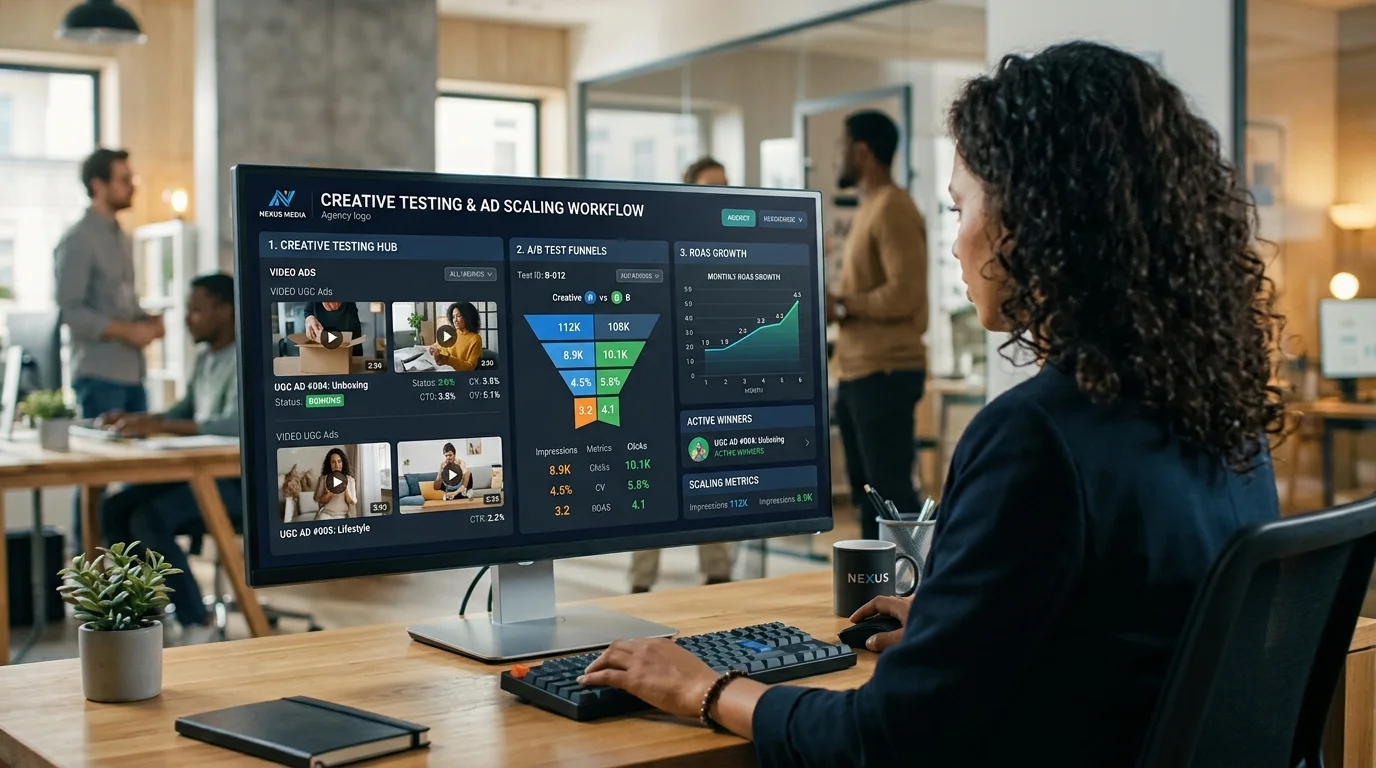 Creative Testing und Skalierungs-Workflow für Social Media Werbeanzeigen