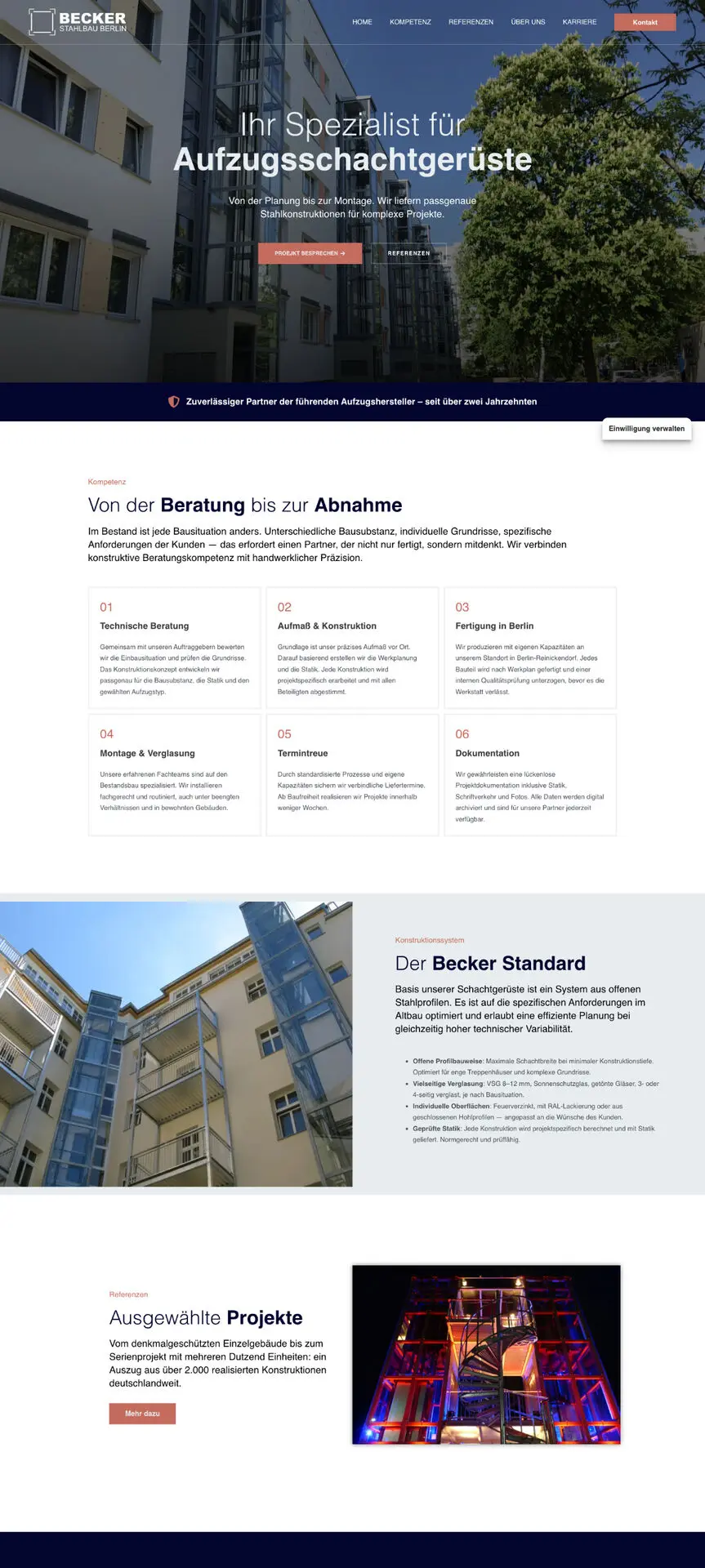 Becker Stahlbau Berlin Webdesign