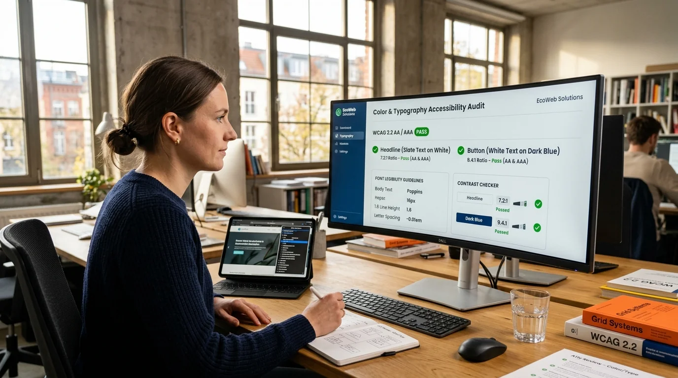 Barrierefreie Typografie, Kontrastverhältnisse nach WCAG und Schriftgrößen-Hierarchie