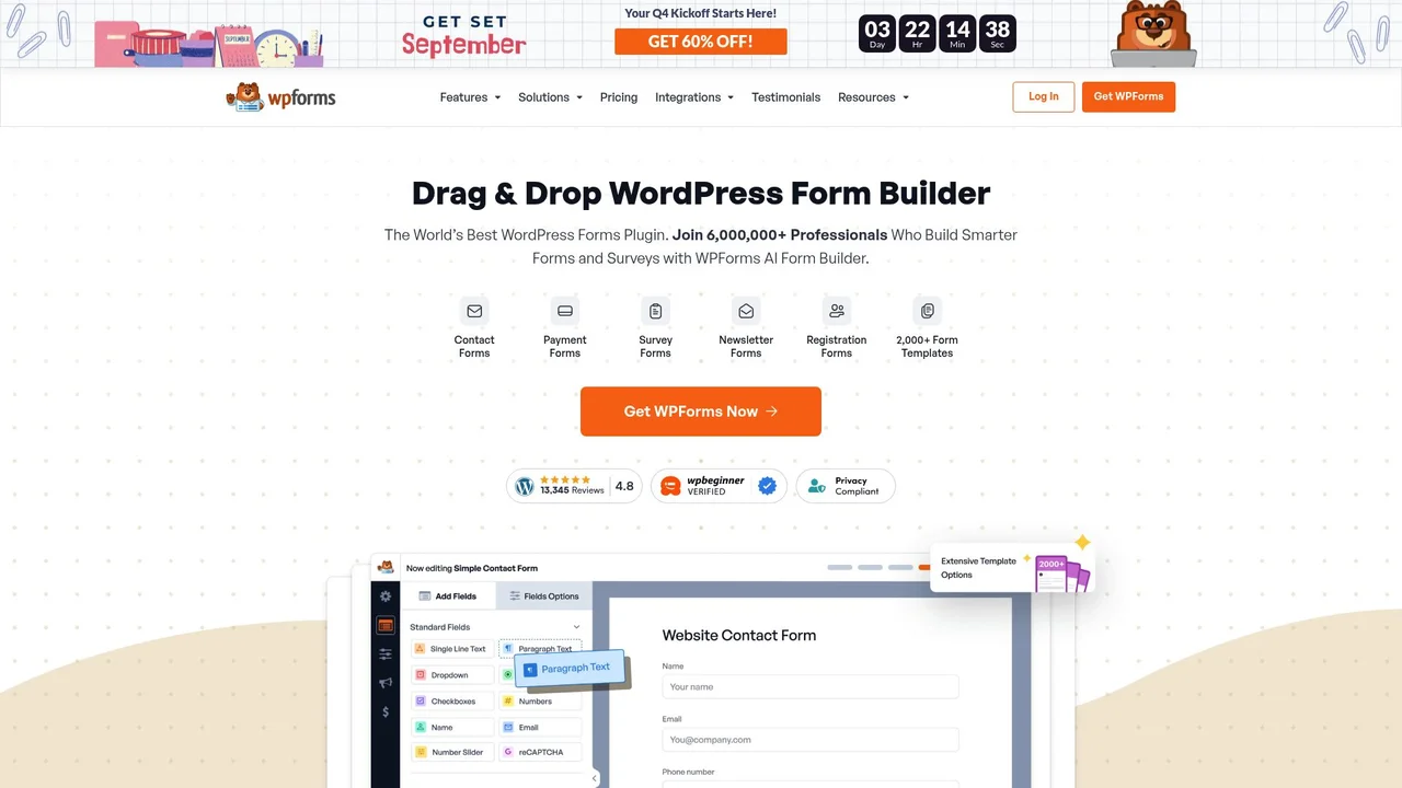 WPForms Drag-and-Drop Kontaktformular Builder