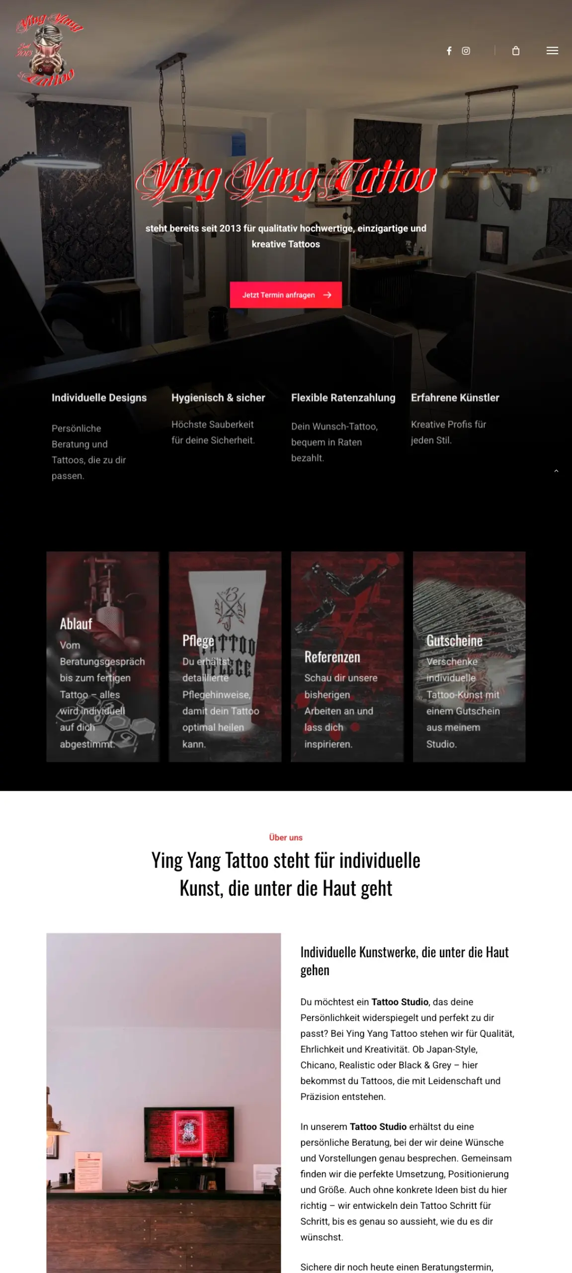 Professionelle Tattoo Website für kreative Tatowierer